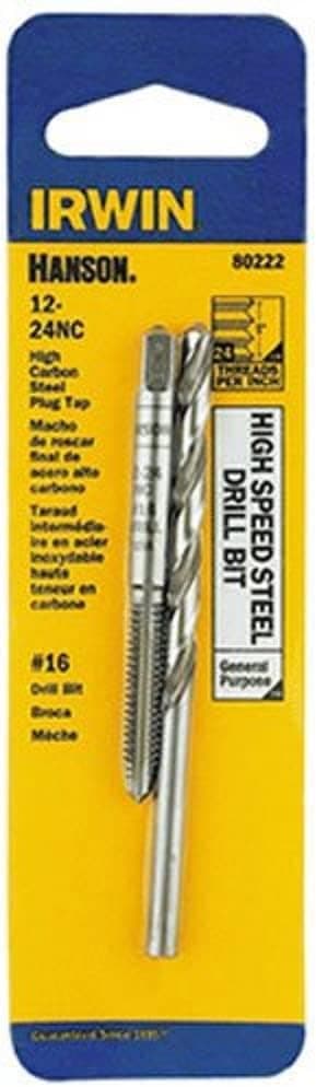 IRWIN HANSON 12 - 24 NC Tap and No. 16 Drill Bit Set, 80222