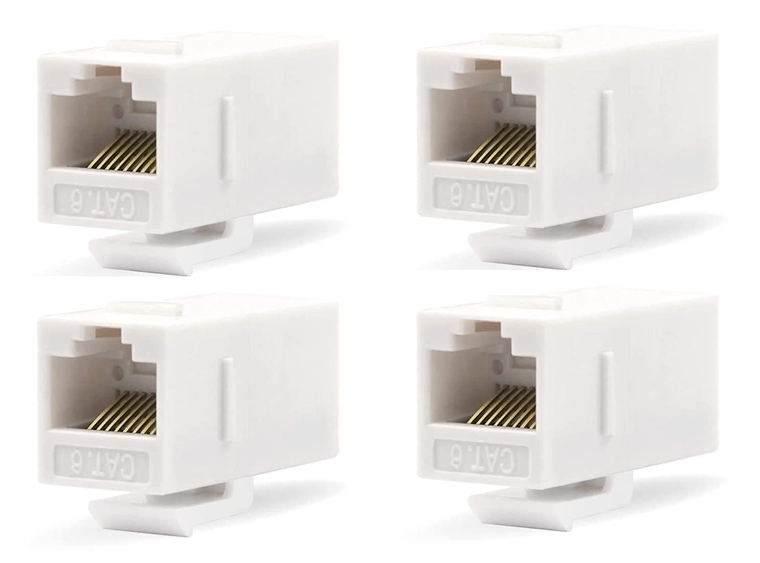 ConnectOne RJ45 CAT6 Keystone Coupler Insert, Inline Female to Female Keystone Coupler Compatible with CAT6 CAT5e and CAT5 Ethernet Cables, White (4 Pack)