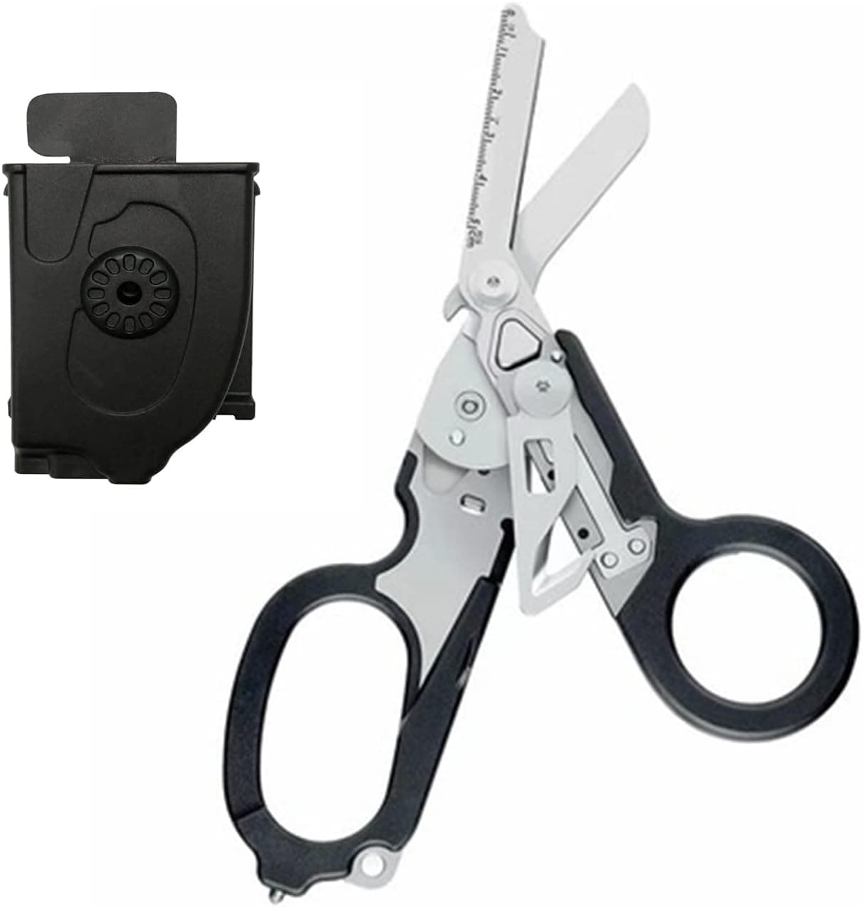 Emergency Shears,Trauma Shears Emergency Raptor Scissors Tool Stainless Steel with Strap Cutter and Glass Breaker.(Black)