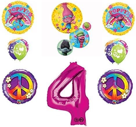 Mayflower Trolls Peace 4th Happy Birthday Party Balloons Decoration Supplies Poppy Branch Movie