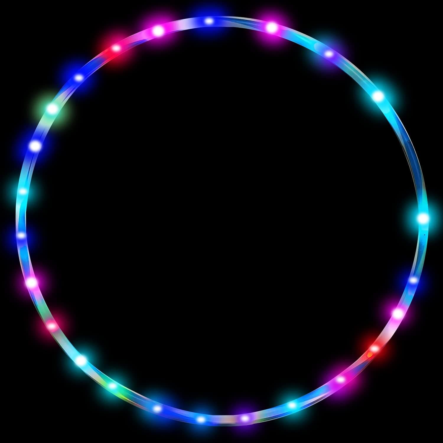 24in LED Hoop Dance Exercise Light Up Hoop for Kids Children, Fitness Equipment Sport Fun Auto Color Changing Strobing Glow Lights, 60cm Hoop Hooper Gift(Two AA Batteries are Needed. Not Included)