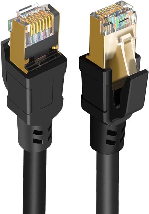 CableCreation Cat8 Ethernet Cable 1.6ft Short, 40Gbps Network Patch Shielded Heavy Duty Cable, 2000MHz SFTP Internet LAN RJ45 High Speed Gaming Cord for PS5 PS4, Xbox, Modem, Router, 0.5M