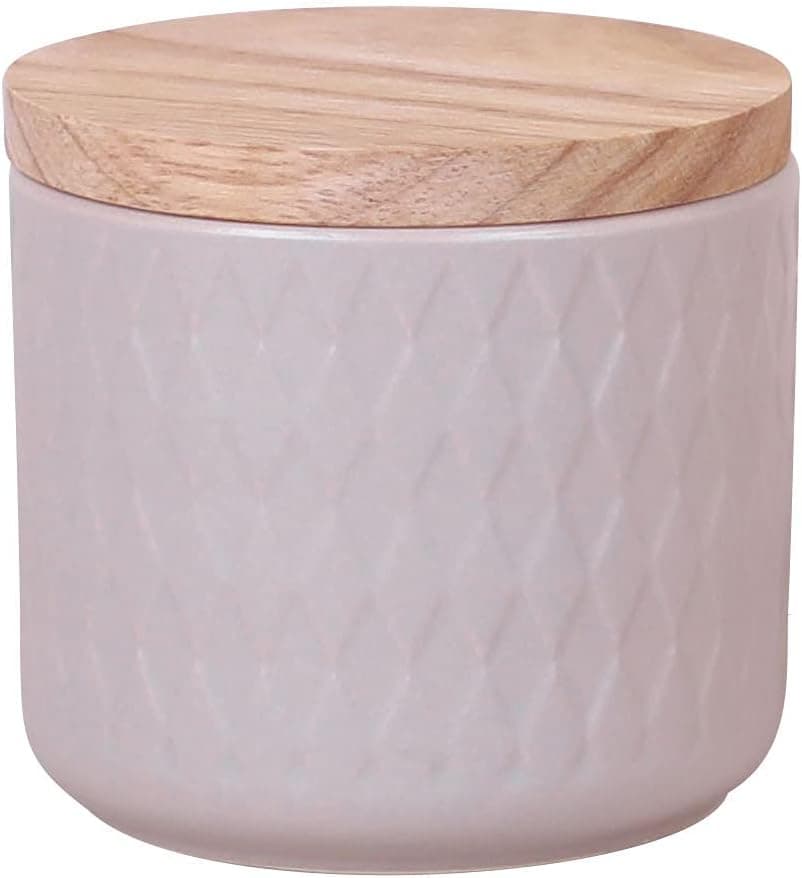 Ceramic Food Storage Jar with Airtight Wooden Lid, 450 ML Ceramic Canister Food Storage Container for Serving Tea, Coffee, Sugar, Spice, Nuts Storage Jar