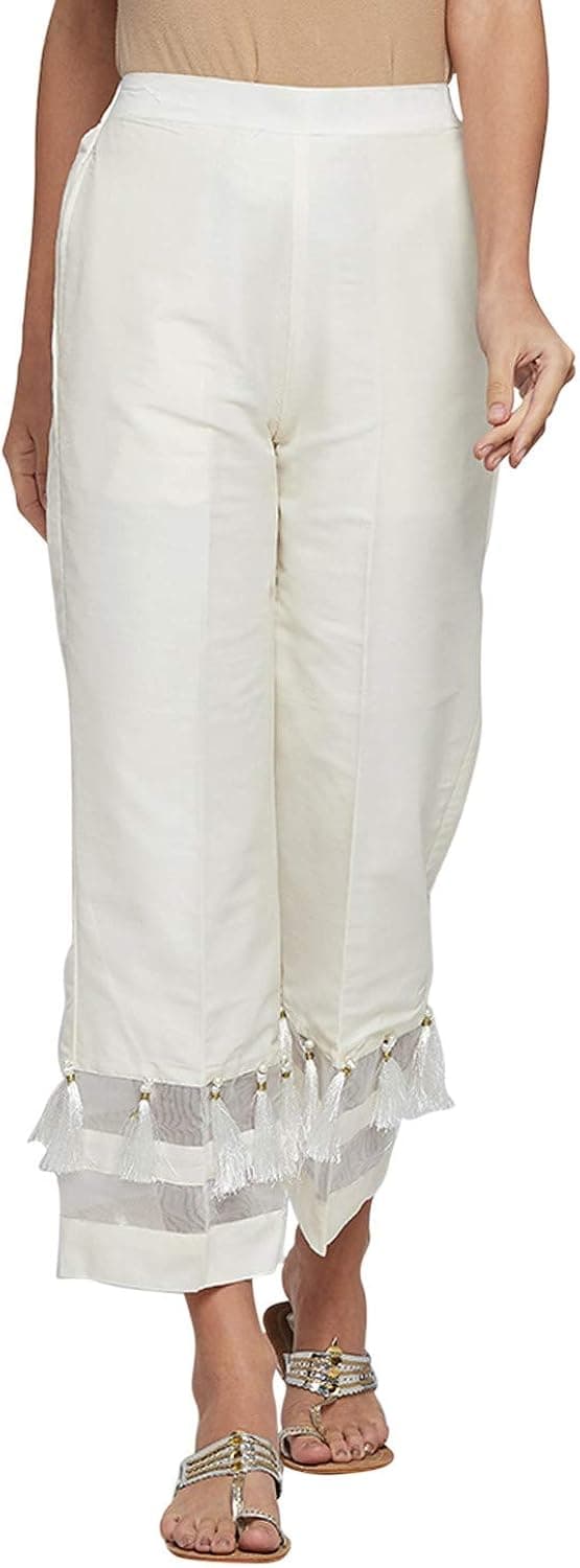 ANIIQ Cotton Silk Stripe Palazzo Pant for Women, Wide Leg, Comfy Plus Size, Casual & Party Wear | Stitch with Tussles