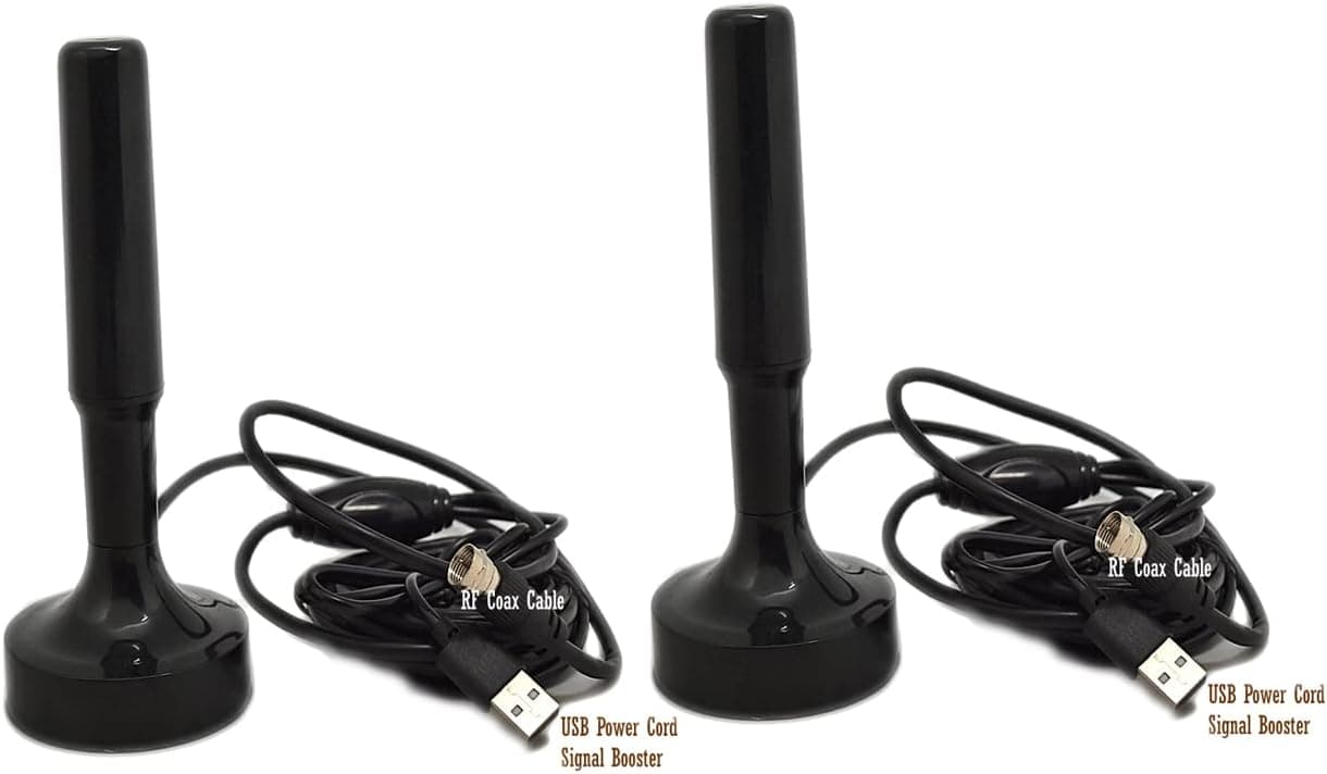 2 in 1 Indoor Outdoor Digital HDTV Omni Directional 360° Degree Reception TV Antenna with Magnetic Base 10 ft Coaxial Cable (2 -Pack Deal) for Free Local TV Channels Over The Air