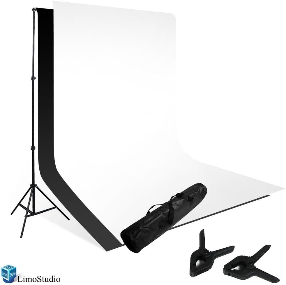 LimoStudio Photo Studio Black and White Backdrop Background Kit, Backdrop Support Stand with Carry Bag, AGG795