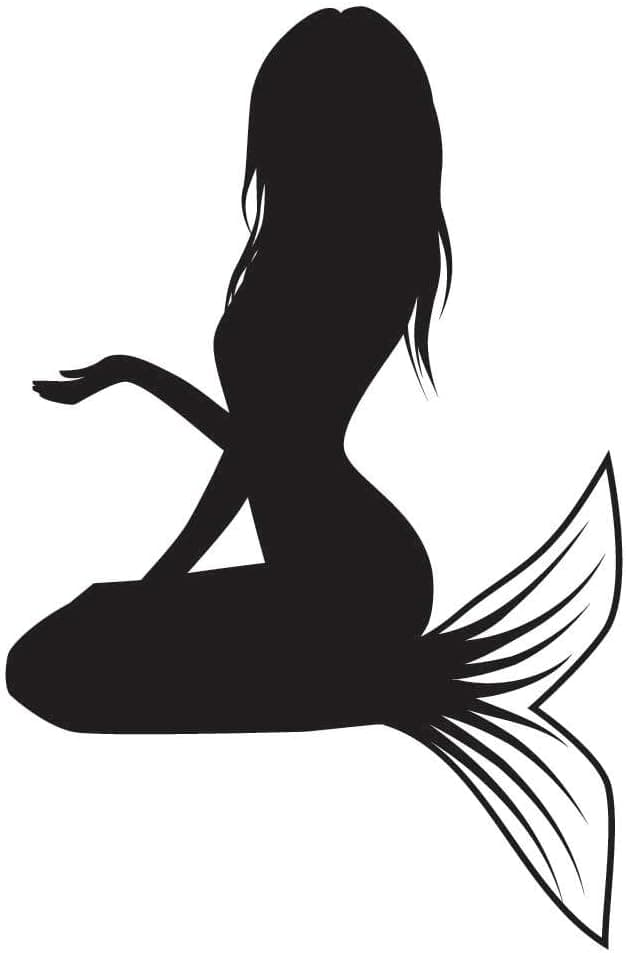 Pretty Mermaid Holding Apple - Black Vinyl Decal for 13" Laptop