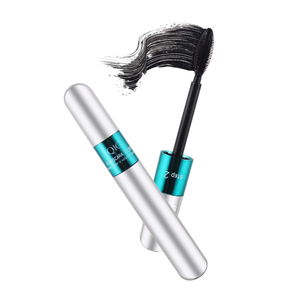 4D Silk Fiber Eyelash Mascara Waterproof, Thick Long Lasting Smudge-Proof 4D Fiber Mascara, Lengthening Curling Lashes, 2IN1 4D Mascara, Black
