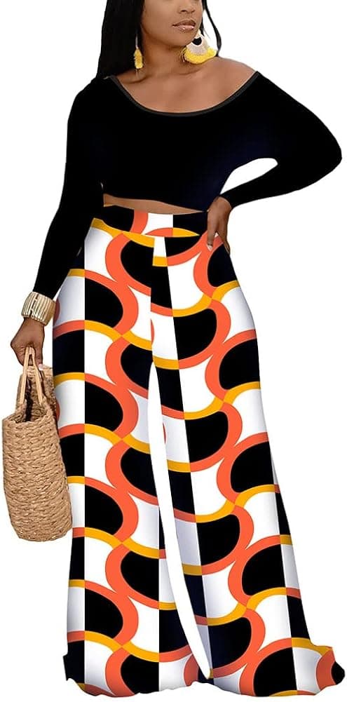 2 Piece Outfits for Women Sexy Backless Short Sleeve Crop Top High Waist Wide Leg Long Pant Sets Tracksuit Sport Set