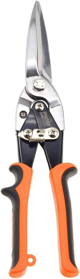 Finder 12" Aviation Snips, Long Straight Cut Tin Snips Cutting Shears Power Cutter with CR-V Blade & Comfortable Grip, 300mm Scissors for Cutting Metal Sheet, Hard Material, Industrial Quality