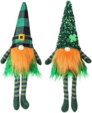 ToneGrip St.Patrick's Day Gnome Plush Elf Decorations Mr and Mrs Green Buffalo Check Plaid Handmake Scandinavian Tomte Saint Patrick's Day Irish Decorations,Home Table Ornament