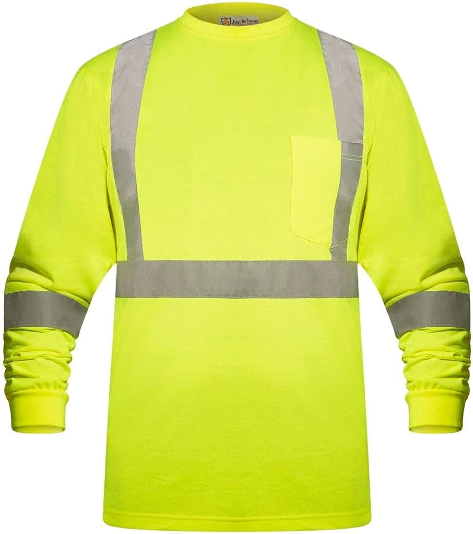 Just In Trend High Visibility Fluorescent Safety T-Shirt - Full Sleeve - 100% Poly Knit