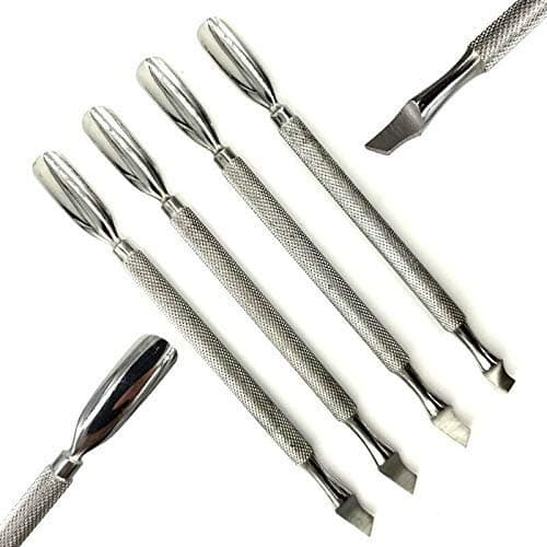 4 pcs Stainless Steel Nail Art Manicure Cuticle Spoon Pusher Remover Tool Set New Care Pedicure Salon Spa Accessories Cutter Nipper Clipper Cut & Cleaner Nippers Grooming Kit (Semi-Circle)