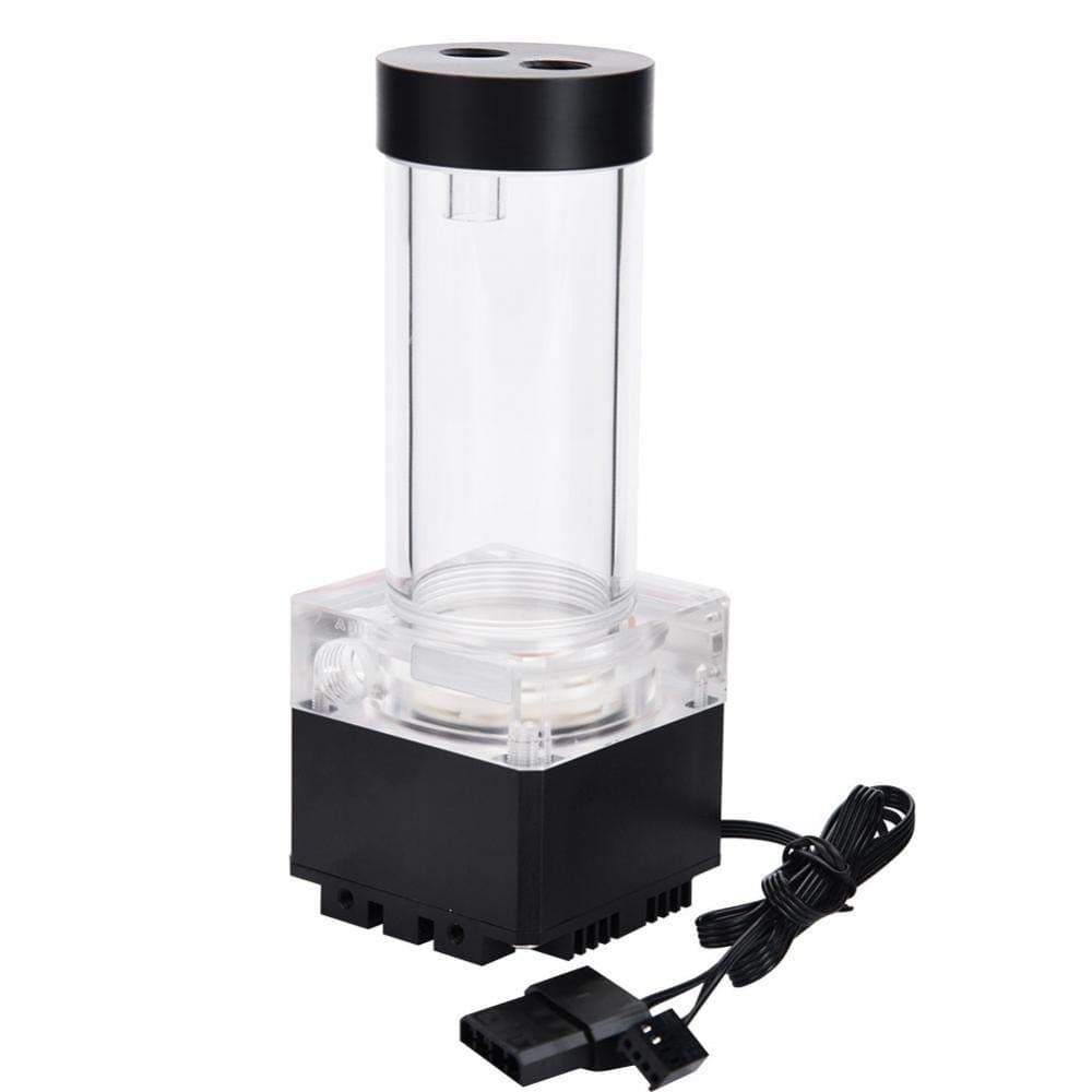 800L/H 8W 7V Water Cooling Pump Tank with 4 Meters Pump Head & LED Power Indicator G1/4 Thread Fast Heat Dissipation CPU Cooling System (17cm Black)