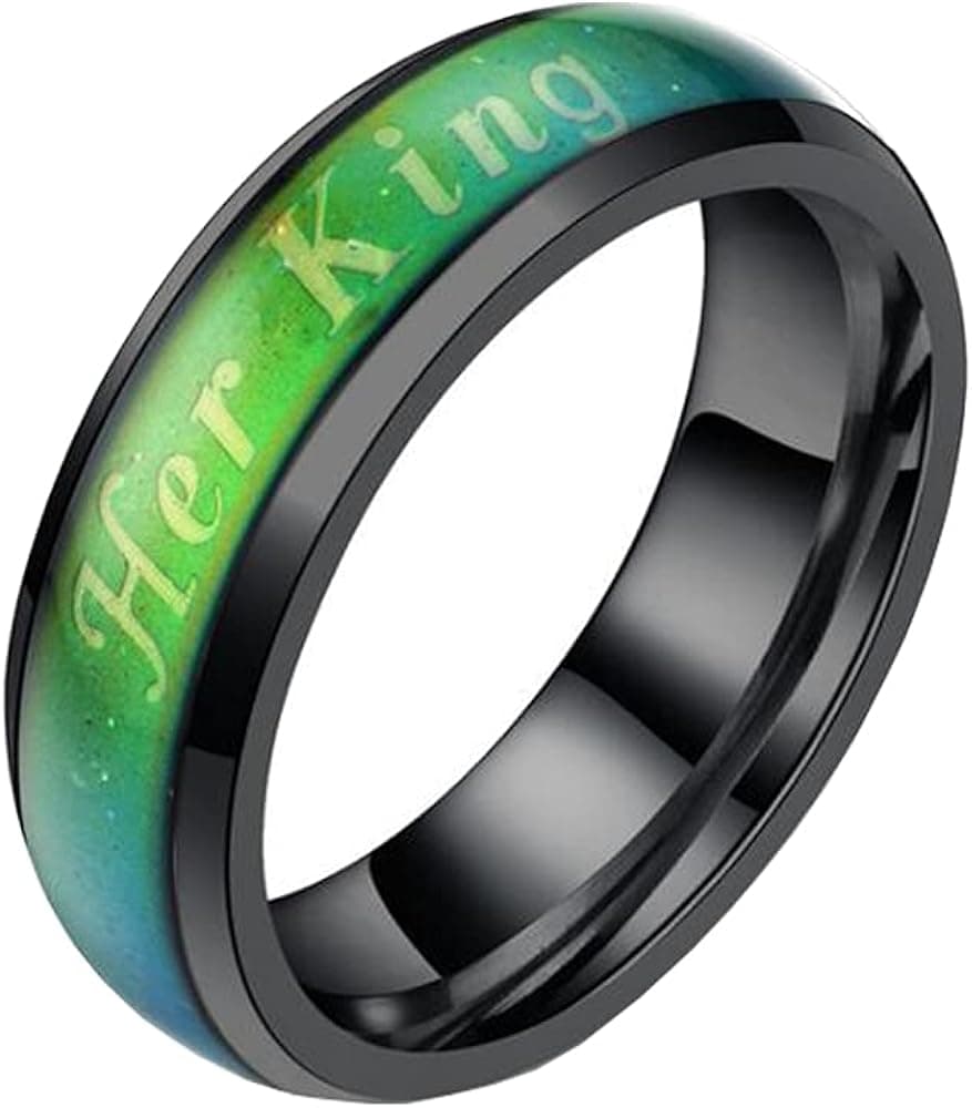 TIDOO Xmas Stainless Steel Rings for Women Color Changing Mood Ring for Men Wedding Jewelry