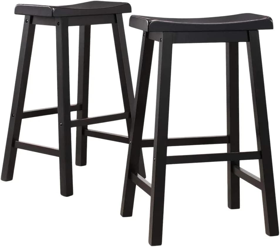 Metro Shop TRIBECCA HOME Salvador Saddle Back 29-inch Stool in Black Sand-Through (Set of 2