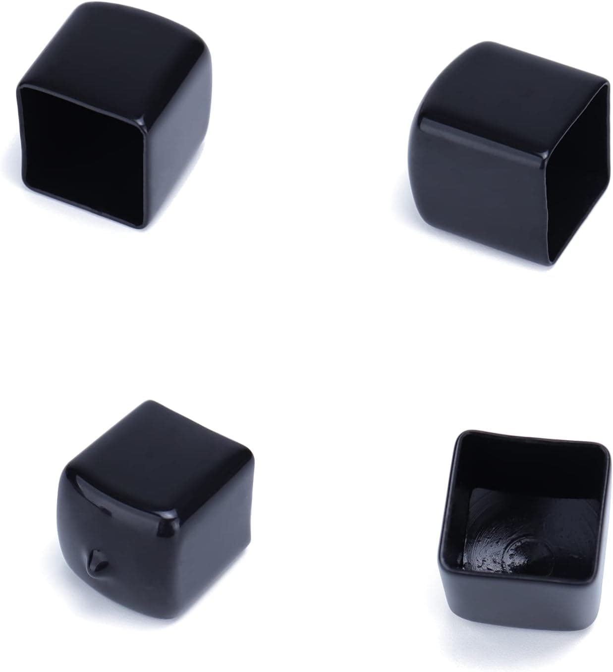 Muzata 15Pack Square Vinyl End Caps 1 inch PVC Flexible Protector, Soft Rubber Cover for Furniture Foot Post Pipe Tube, M019