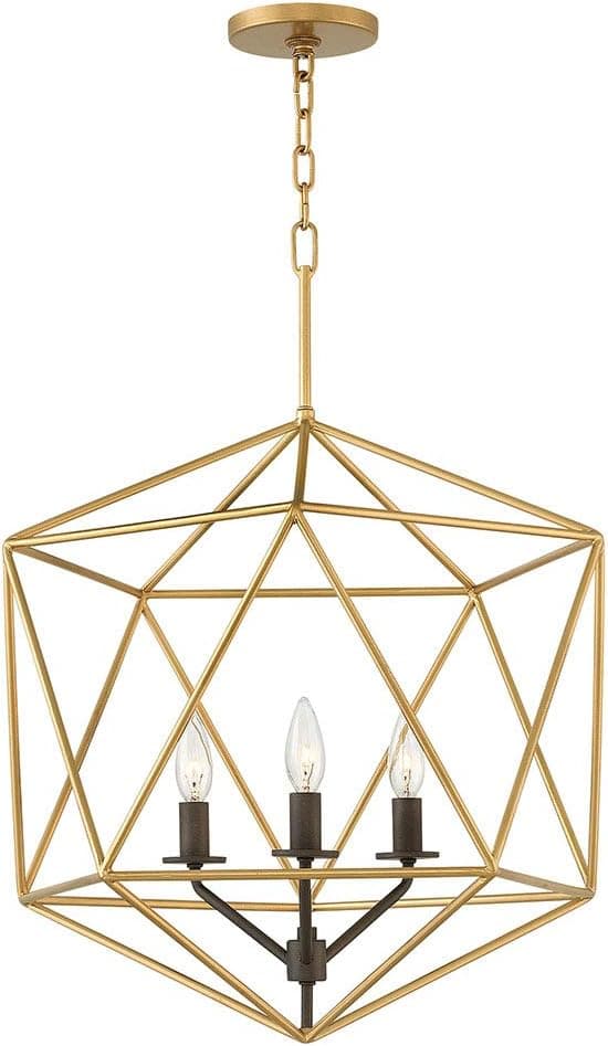 Hinkley Astrid Collection Transitional Three Light Medium Open Frame Chandelier, Deluxe Gold
