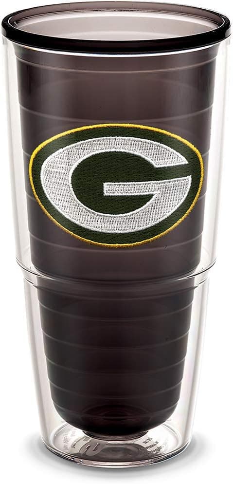 Tervis Made in USA Double Walled NFL Green Bay Packers Insulated Tumbler Cup Keeps Drinks Cold & Hot, 24oz - No Lid, Primary Logo - Quartz Inner