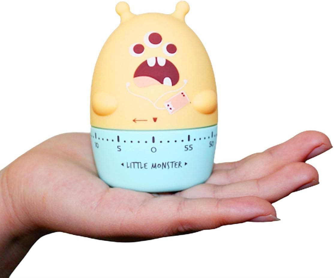 Wind up Timer Clock Timer Mechanical Egg Timer Cute Manual Mechanical Visual Cooking Sport Cooking Reminder Mechanical Reminder,Timer for Kids to Brush Teeth (Monster,Yellow