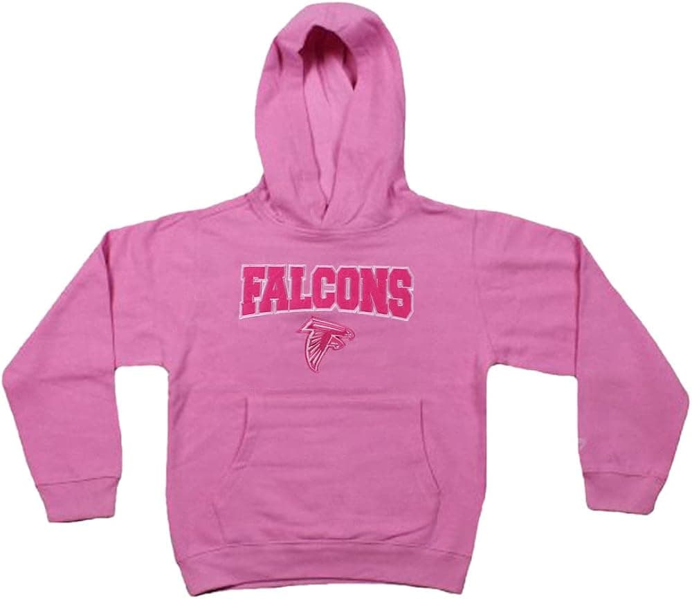 Outerstuff Atlanta Falcons NFL Youth Hoodie Hooded Sweatshirt, Pink (Large (14), Pink)