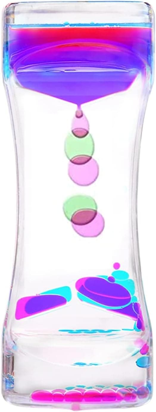 Liquid Motion Bubbler Oil Bubble Timer Hourglass Fidget Sensory Toys for Kids & Adults Office Home Desktop Decor (Blue & Pink)