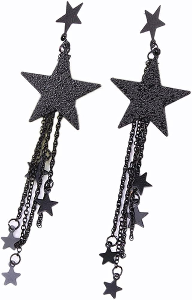 HEART SPEAKER Earrings for Women Girls-Fashion Big Five-pointed Star Long Tassel Chain Dangle Earrings Women Jewelry