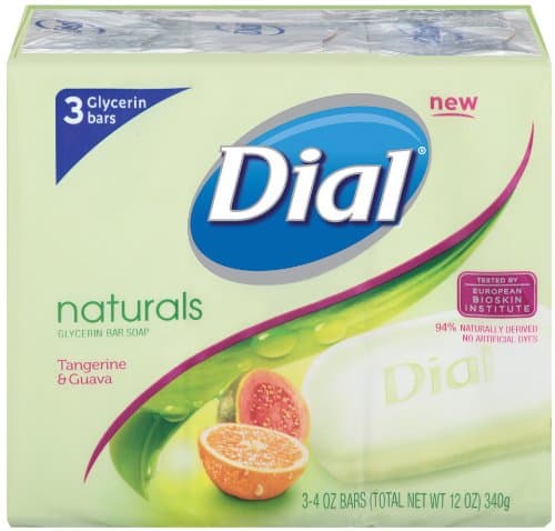 Dial Naturals Tangerine and Guava Bath Bar, 3 Count