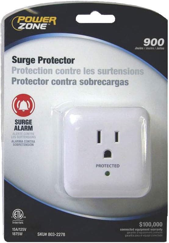 POWER ZONE OR802105 Powerzone Surge Protector Tap, 125 V, 15 A, 1 Outlet