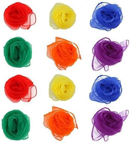 Rhythm Band Scarves Juggling Dance Scarves Assorted Color 12pcs