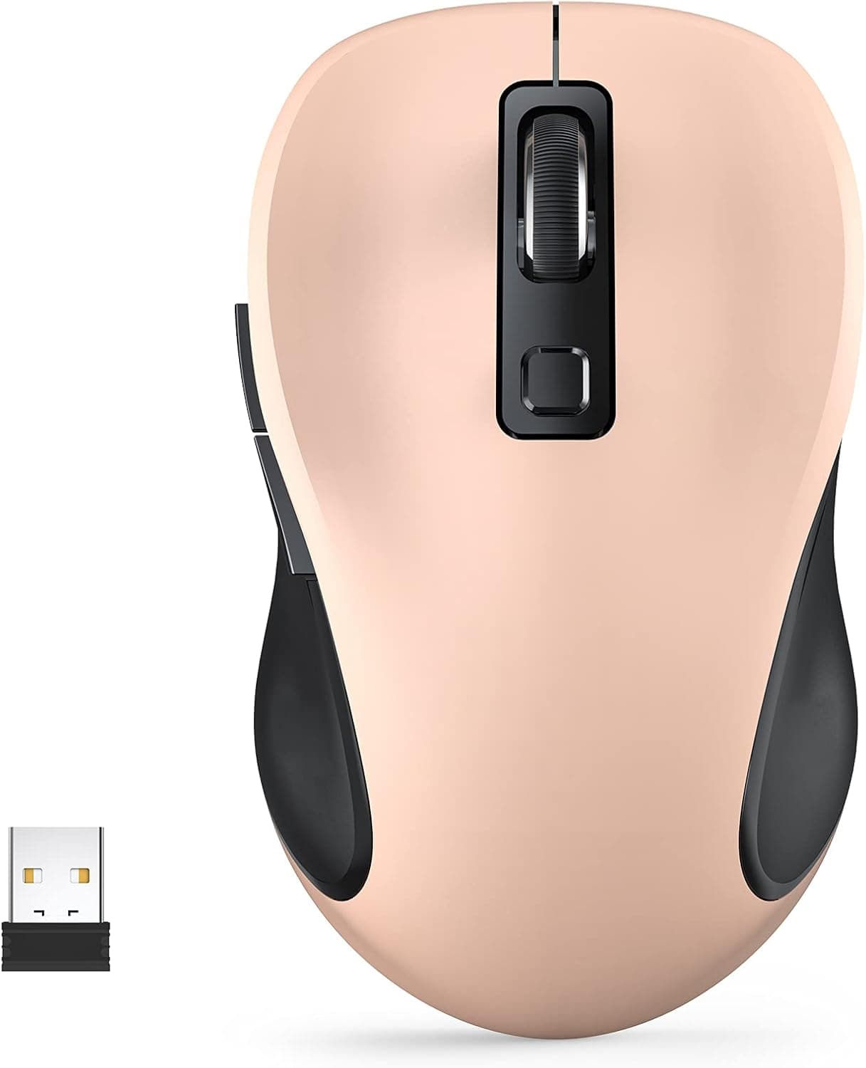 TedGem Wireless Mouse, 2.4G USB Receiver Cordless Mouse, Travel Mouse for Laptop, 6 Buttons Portable Mice, 3 Adjustable Levels Ergonomic Mouse for Windows, Computer, PC, Mac, Notebook, Desktop, Pink