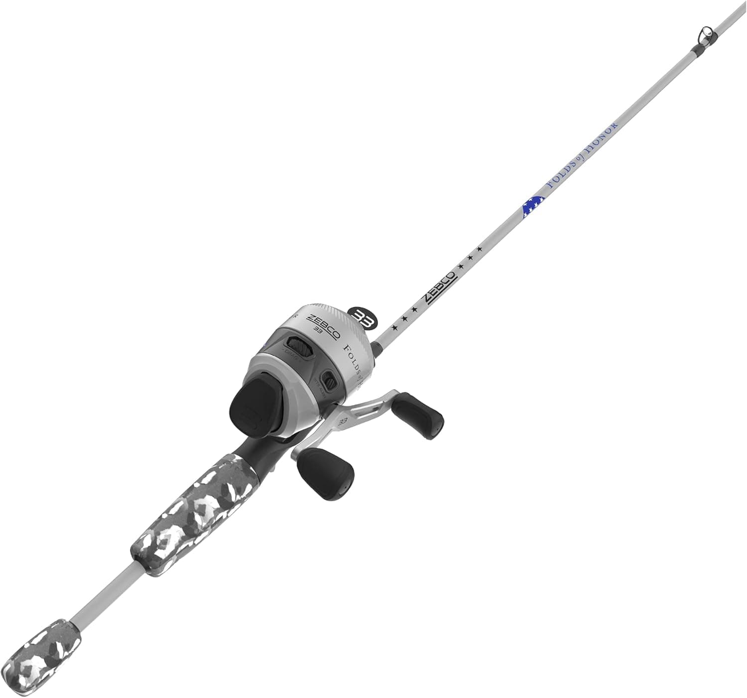 Zebco Folds of Honor Spinning Reel and 2-Piece Fishing Rod Combo