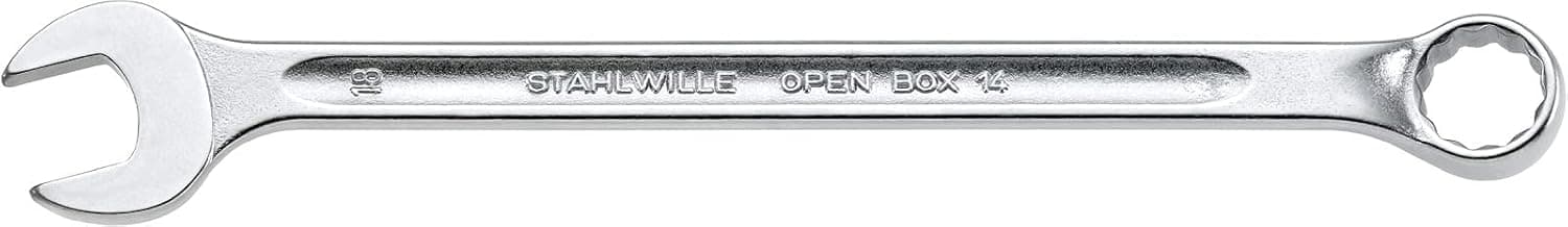 Stahlwille 40101717 Combination Wrench, Open-Box, Long, Size 17mm, 10 Degrees Ring End Angle, Made of Chrome Alloy Steel & Chrome Plated, Drop-forged & Hardened, L. 240mm