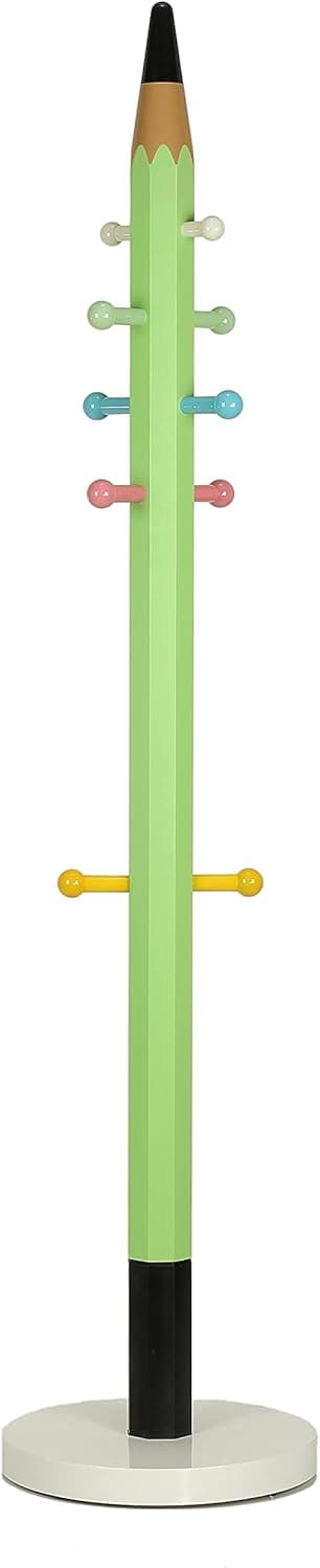 Cortesi Home Mean Mint Green Pencil Kids Coat Rack Tree with Marble Base