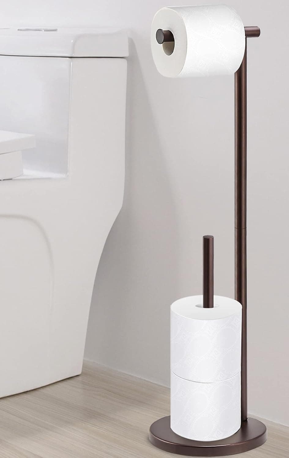 Free Standing Toilet Paper Holder Stand, Oil Rubbed Bronze Toilet Paper Holder with Storage for Jumbo Mega, Housen Solutions