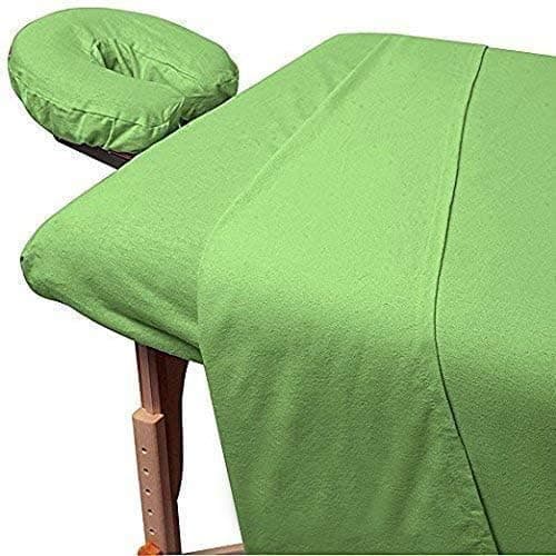 Beauty Spa Massage 600 Thread-Count Egyptian Cotton 3-Piece Massage Table Spa Sheet Set Fit up to 5-7" Inch Deep Table Fitted Color (Sage Green Solid)