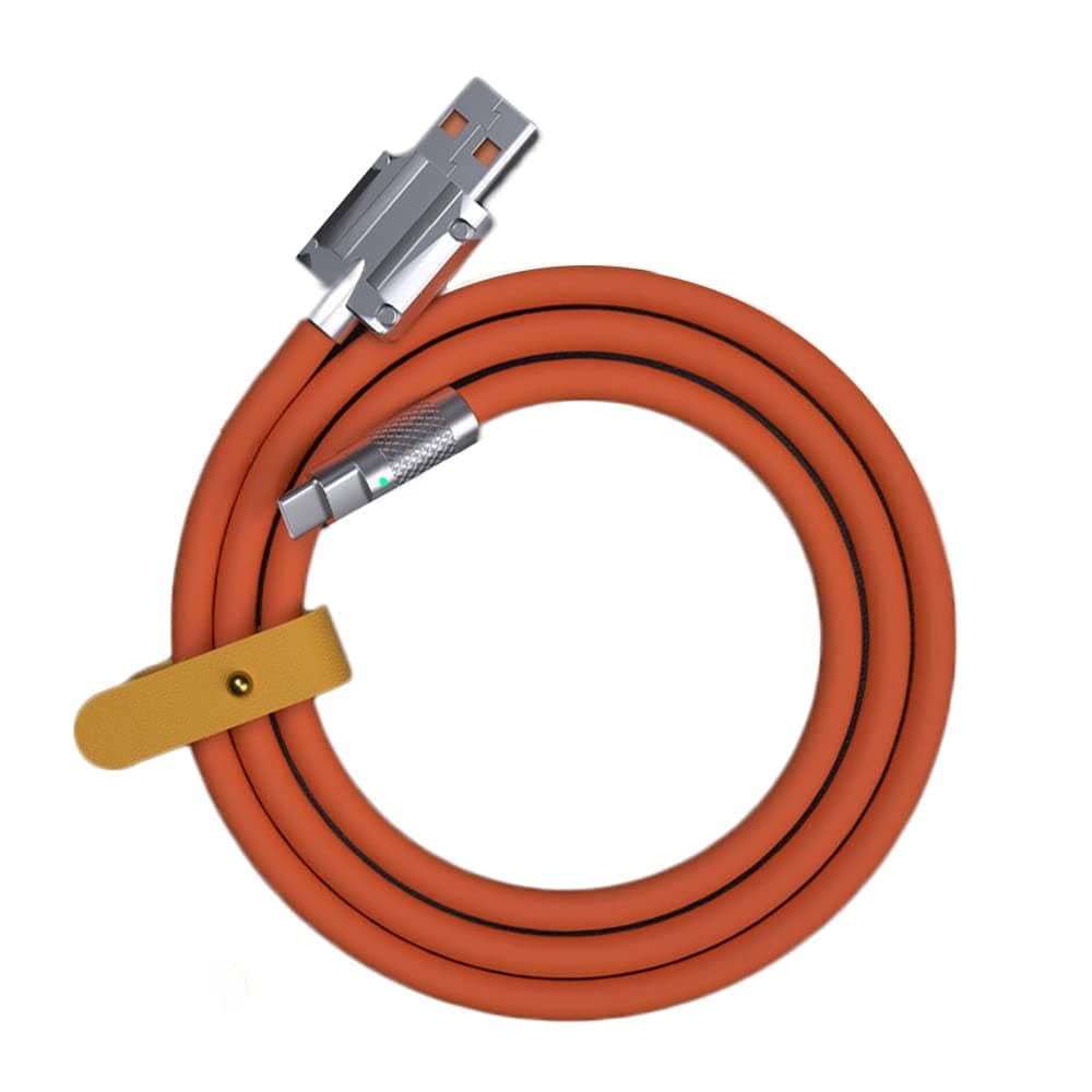 Recyphi Chubby 1.0-USB Cable Charging Cord USB to Type C Charging Cable Durable Thick Rubber Case, Orange, 6.6ft (2m)