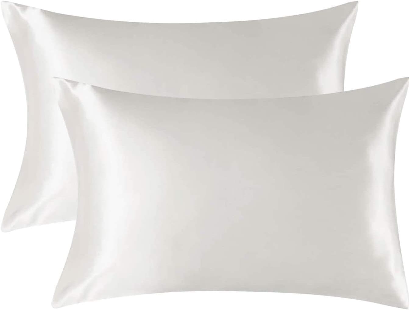 Satin Pillowcase for Hair and Skin, Set of 2 Soft Brushed Microfiber Pillow Cases, Slip Cooling Satin Pillow Covers with Envelope Closure, Standard Size