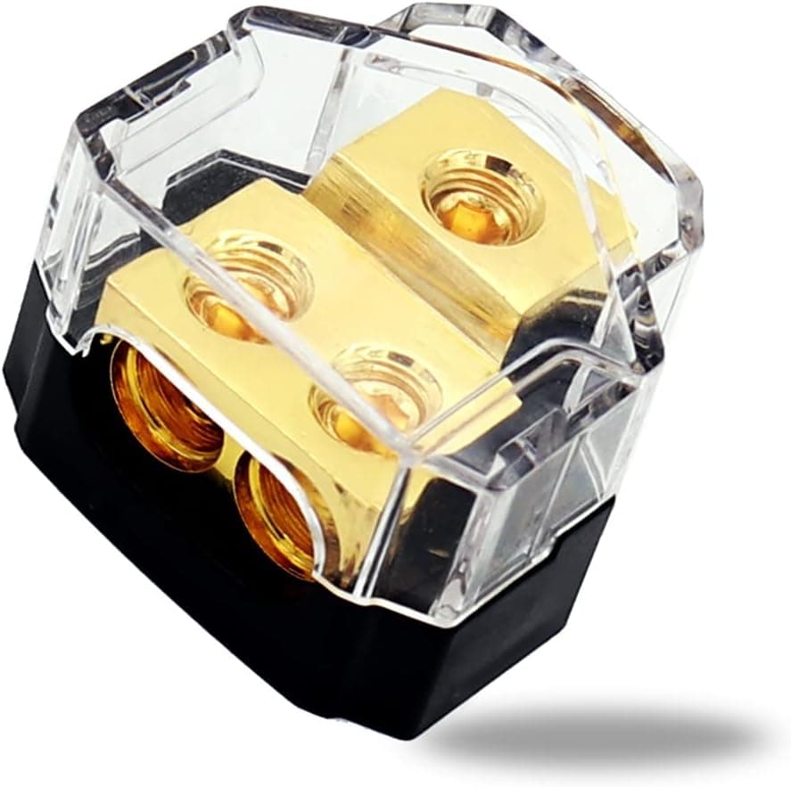Magicsource Amp Copper Power Distribution Block 0/2/4 Gauge in 4/8 Gauge 2-Way Out for Car Audio Splitter Ground Distribution Connecting Block