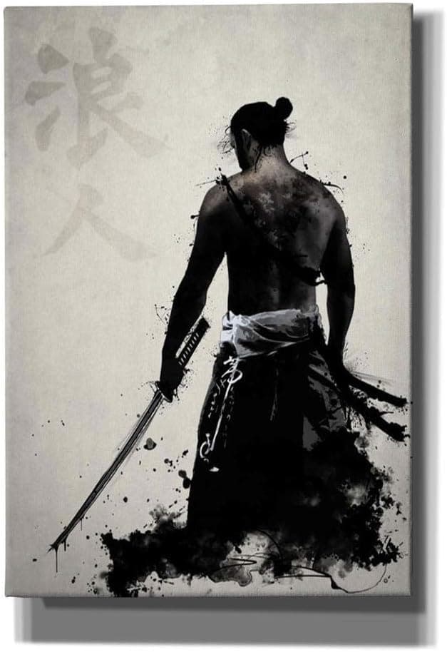 Cortesi Home Ronin Giclee Canvas Wall Art, 18 in x 26 in, Black