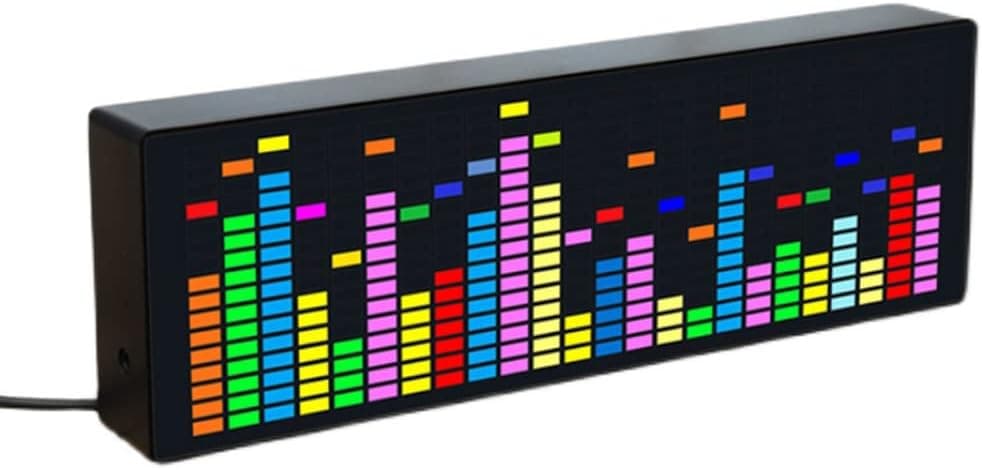 NA Led Music Spectrum Display RGB Colorful 1624 Segment Rhythm Light Level Voice Sensor Clock Display 384 LEDs 20 Dynamic & 7 Color Effect Display