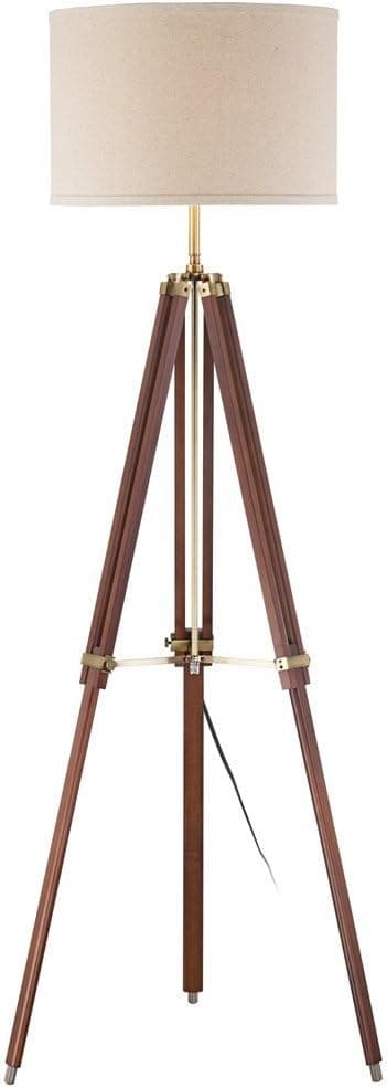 THORINSTRUMENTS (with device) Cherry Finish Wood Surveyor Tripod Floor Lamp (Lamp Shade is not Included) Rustic Vintage Home Decor Gifts