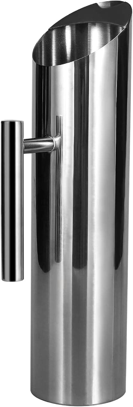 Stainless Steel Alkaline Water Pitcher Carafe Water Jug with Ice Guard 70oz 2L Chrome Plated Mirror Finish Cold Drinking Water Pouch with Handle Home Hotel Restaurant Serving Tool by GwenB
