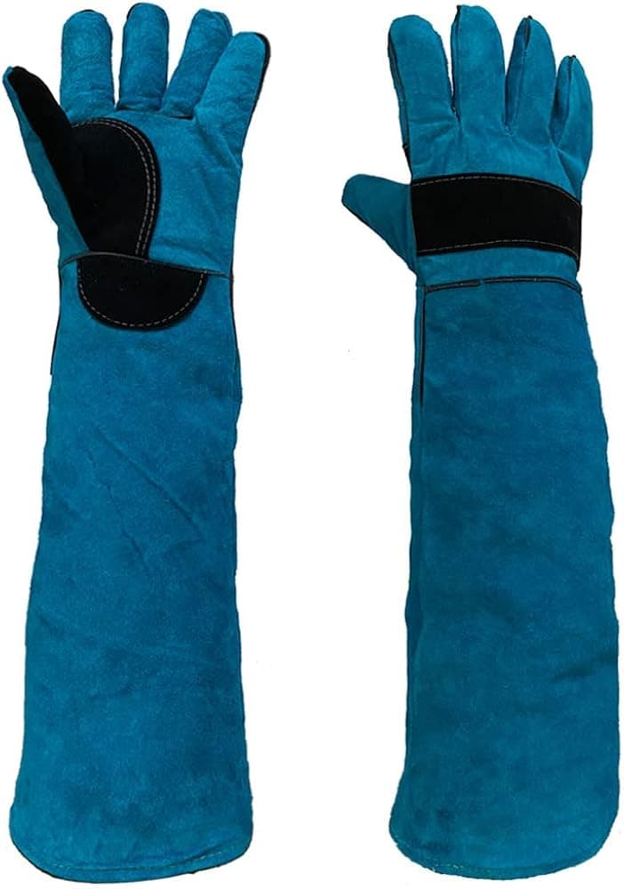 Animal Handing Gloves Bite Proof,23.7 Inch Kevlar Reinforced Leather Gloves for Grabbing,Reptile,Training,Cat Scratch,Padding Dog Bird Falcon Livestock Snake