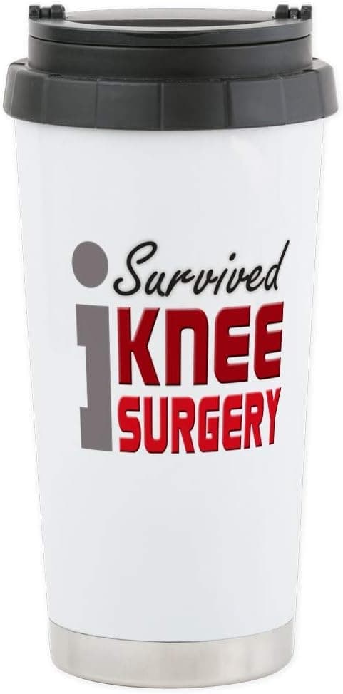 CafePress I Survived Knee Surgery Stainless Steel Travel Mug Stainless Steel Travel Mug, Insulated 20 oz. Coffee Tumbler