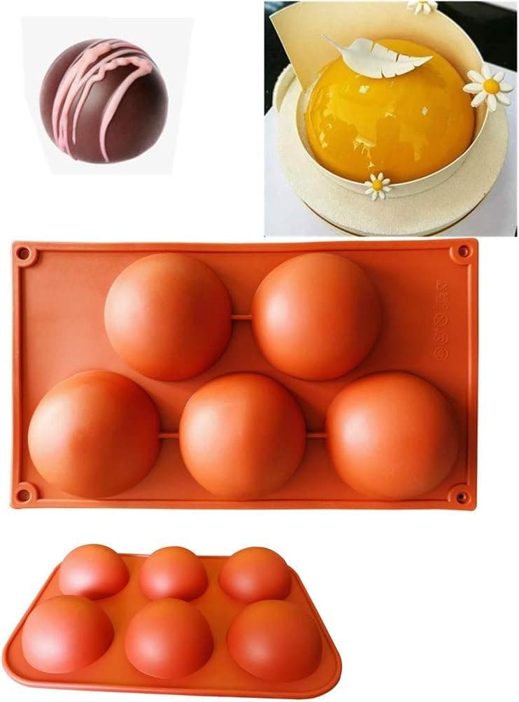 3.1 inch and 1.95 inch Half Ball Circle Holes Thick Semi Silicone Mold For Chocolate,Cake,Desserts,Baking DIY, kitchen Bakeware Pan,Set of 2