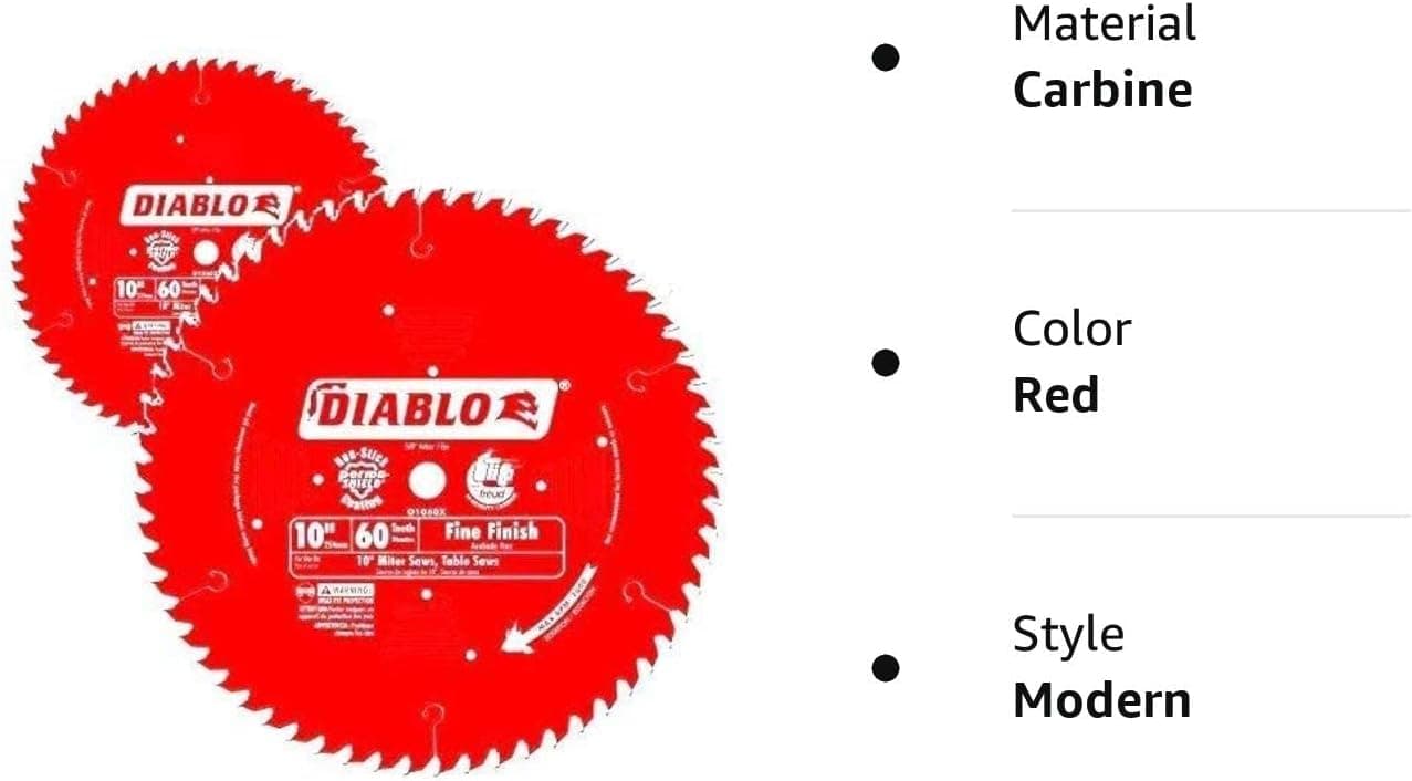 2 PACK Freud D1060X Diablo 10-Inch 60 Tooth ATB Fine Finish Saw Blade with 5/8-Inch Arbor and PermaShield Coating