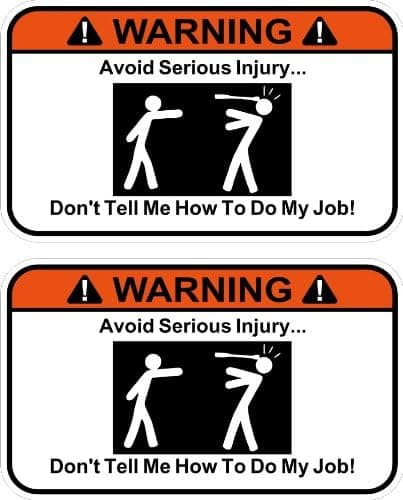 Avoid Injury 5" x 3" wide Warning Sticker pack of 2, Decal, Funny, Adult Work Office with
