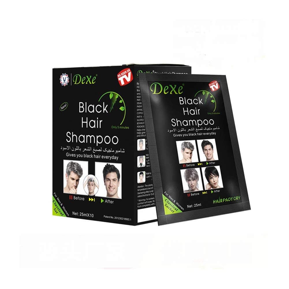 MONTE LUNA 10 PCS Natural Black Hair Dye Shampoo for Gray Hair, Semi-Permanent Hair Color Shampoo for Women and Men, Herbal Ingredients and Ammonia Free, 3 in 1- 100% Grey Coverage DEXE(2 Fl oz *10)