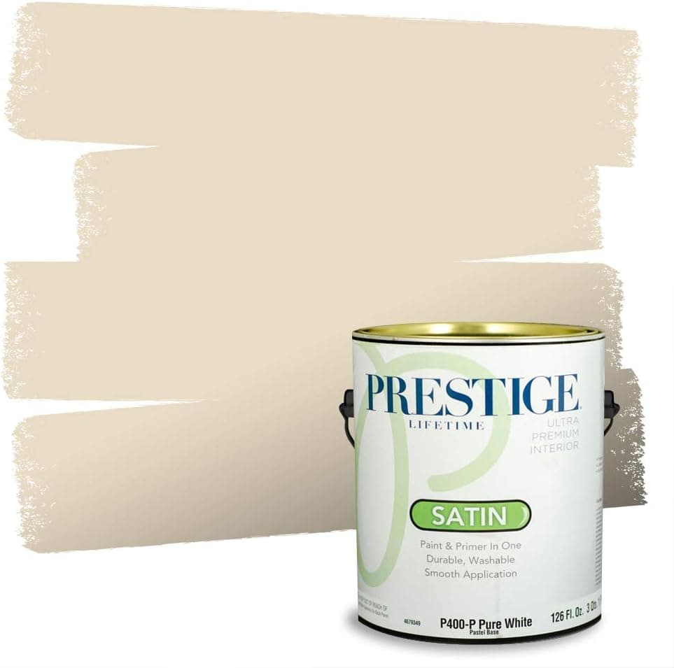 PRESTIGE Paints Interior Paint and Primer In One, 1-Gallon, Satin, Comparable Match of Benjamin Moore* Pale Almond*